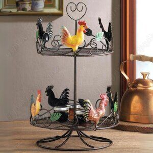 Rooster Chicken 2 Tier round Spice Rack BEAUTIFUL 17" H NWOT